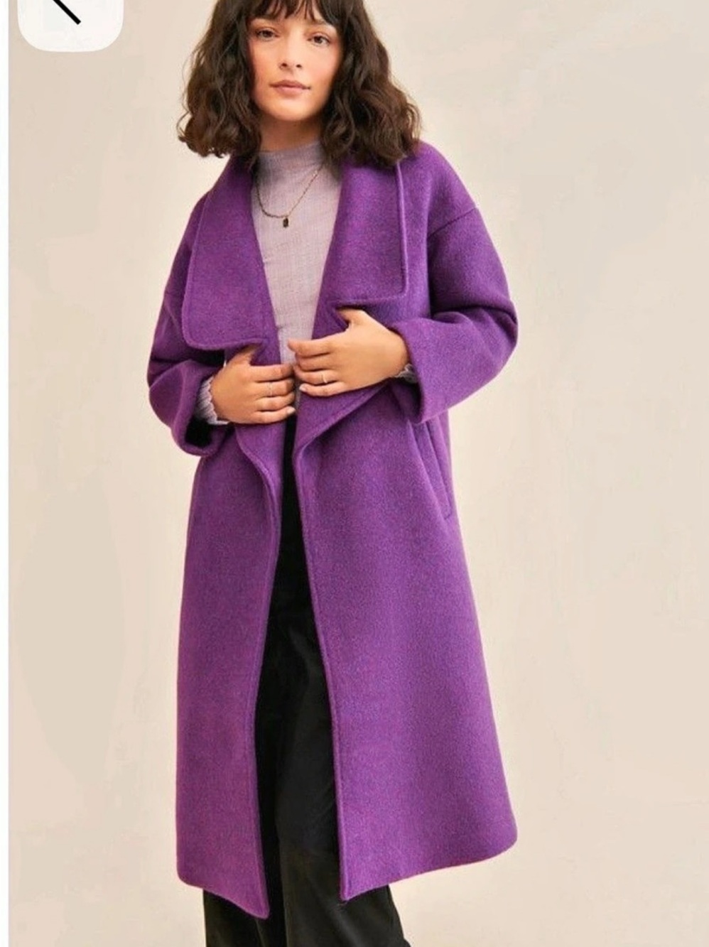 Anthropologie Line and Dot  Purple Wool-Style Wrap Coat Size Small Like New